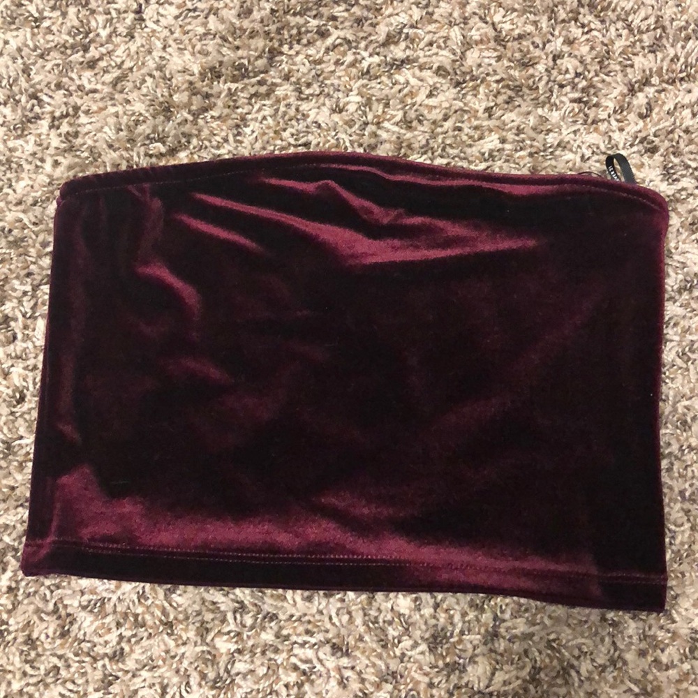 Maroon deep dark red velvet bandeau bralette